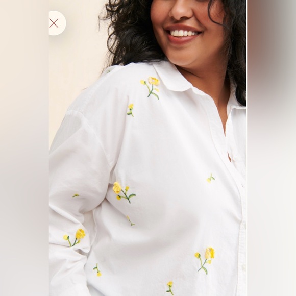 Maeve White and Yellow Floral embroidered Shirt 3X - Picture 3 of 11